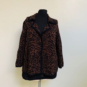 Josephine Chaus Brown Black Animal Print Sweater